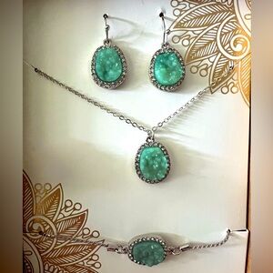 Silver and turquoise Earring, necklaces, bracelet combo